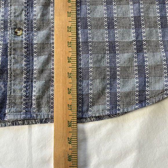 BOGARI STUDIO Men's Size Large Blue plaid Short Sleeve Button Down Shirt - Picture 4 of 8